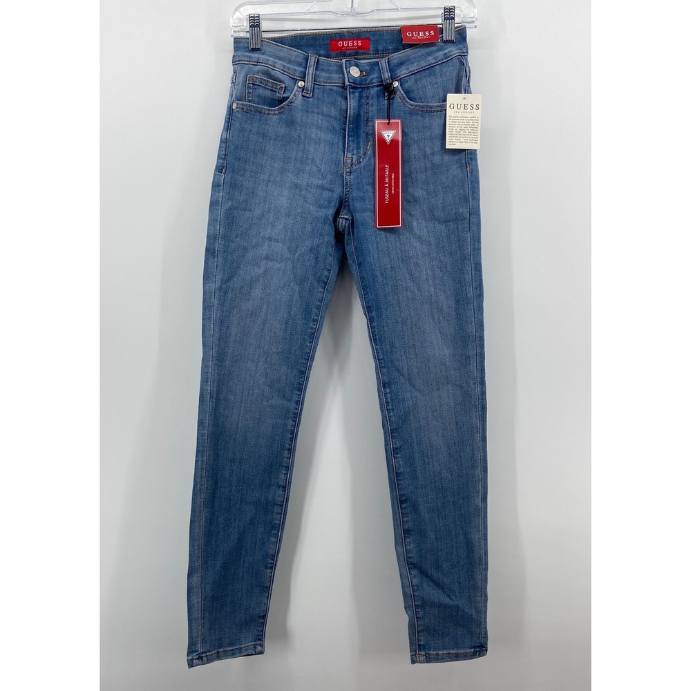 Guess Sophia Mid Curvy Skinny Jeans Medium Wash Blue Denim R5VJ53 R4C10 26x27